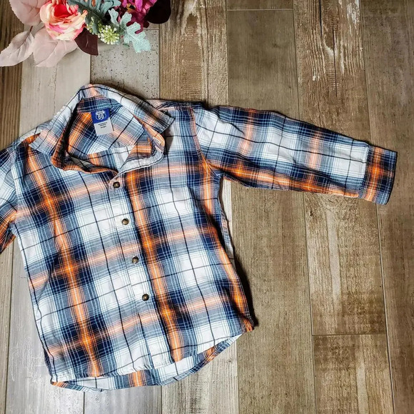 Route 66 Boys Plaid Button Down Shirt Blue Orange White Size Small 6/7 NWOT - Picture 14 of 15